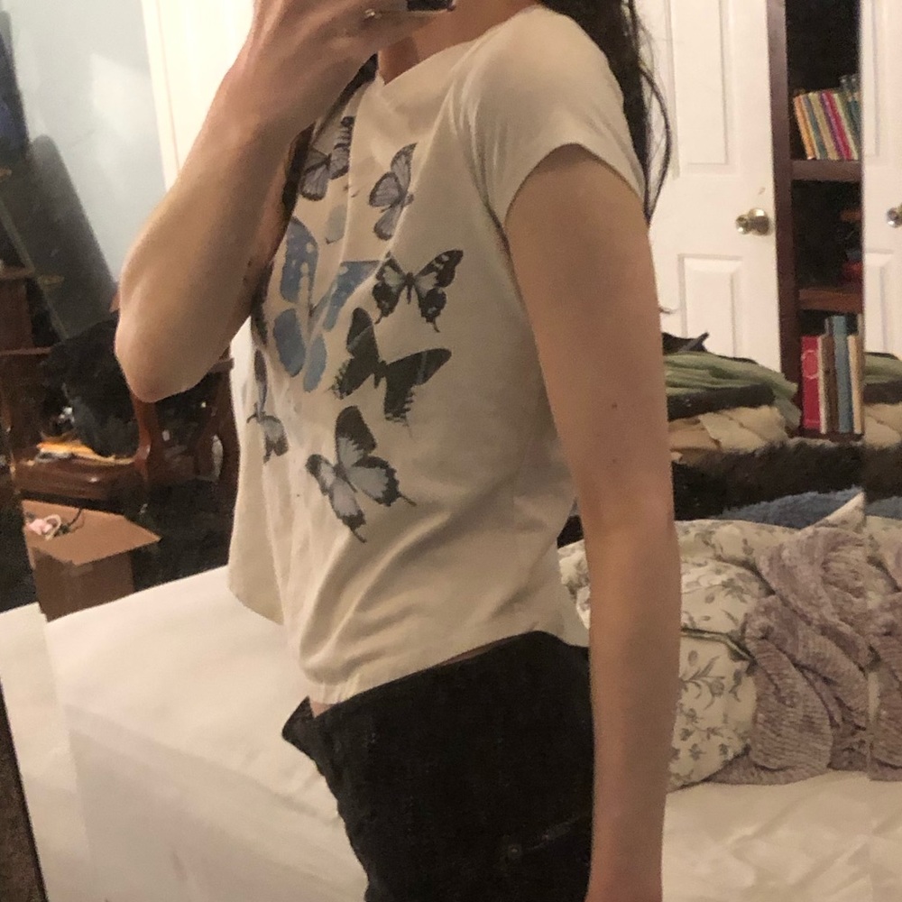 Y2K Butterfly Baby Tee in Blue